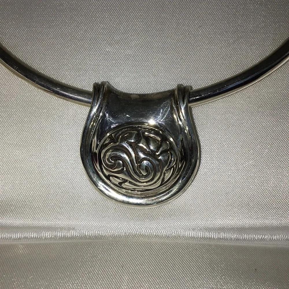 Vintage Zina Vtg 925 Sterling Silver Celtic knot design slide pendant w/necklace - Picture 4 of 7